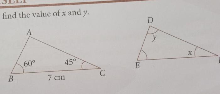 If abc dec find the value of x and y